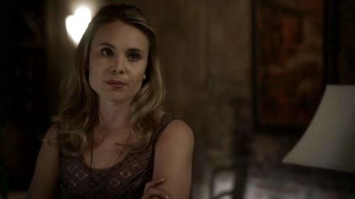 Camille O'connell's Dorothy's Printed Babydoll Top in Mocha on The Originals