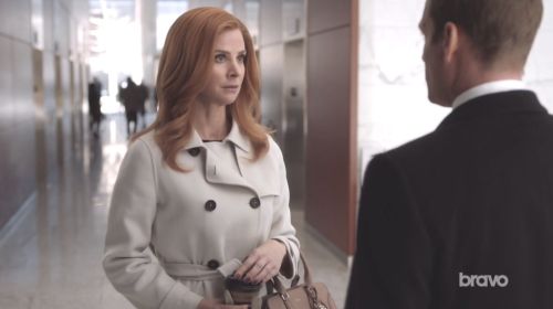 Donna Paulsen's Wool and angora trench coat on Suits