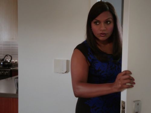 Dr. Mindy Lahiri's Damask jacquard-knit dress on The Mindy Project
