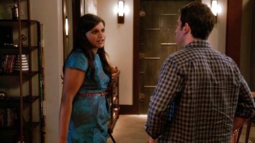 Dr. Mindy Lahiri's Short-Sleeve Floral Jacquard Cocktail Dress on The Mindy Project
