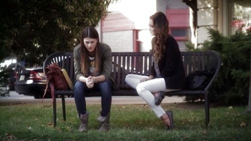 Paige's Troopa Military-Inspired Booties on Pretty Little Liars