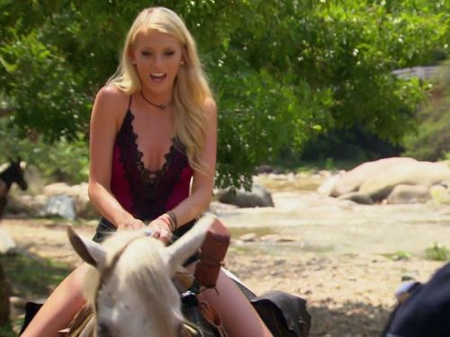Haley Ferguson's Purple Lace Trim Swimsuit on Bachelor in Paradise