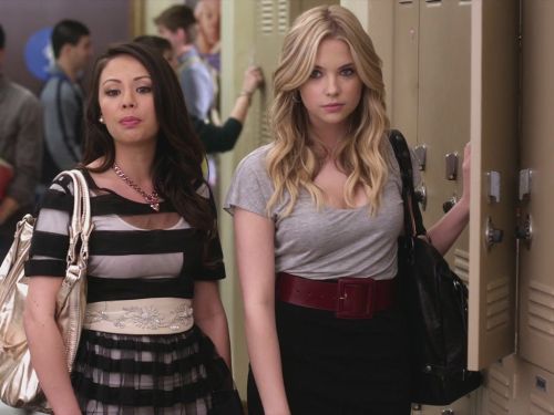 Hanna Marin's Chloe Dress in Black/Heather Grey on Pretty Little Liars
