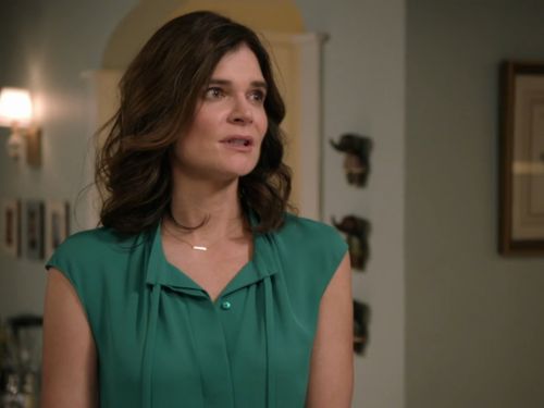 Heather Hughes' Green Tie Neck Blouse on Life In Pieces
