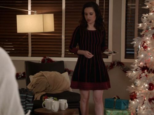 Jen Short's Striped Knit Flare Dress on Life In Pieces