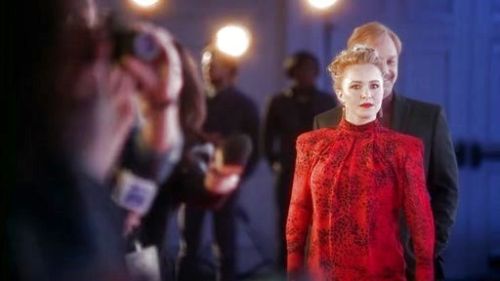 Juliette Barnes's Animal-print silk-georgette blouse on Nashville