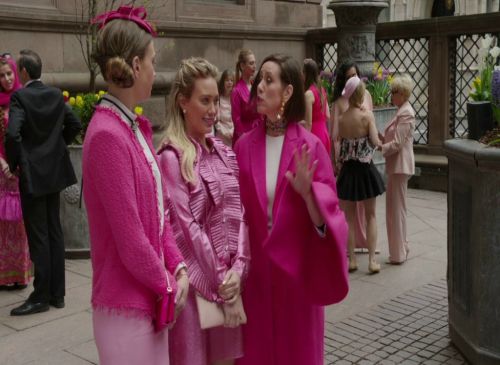 Kelsey Peters's lurex pleated dress on Younger