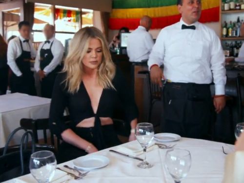 Khloe Kardashian's Black Tie Front Top on Keeping Up With The Kardashians