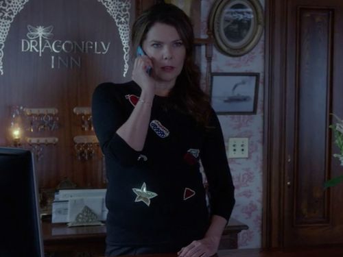 Lorelai Gilmore's Embroidered Patch Wool Sweater on Gilmore Girls
