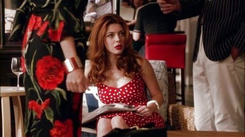 Louise Ellis's Polka Dot Printed Stretch Cady Dress on Revenge