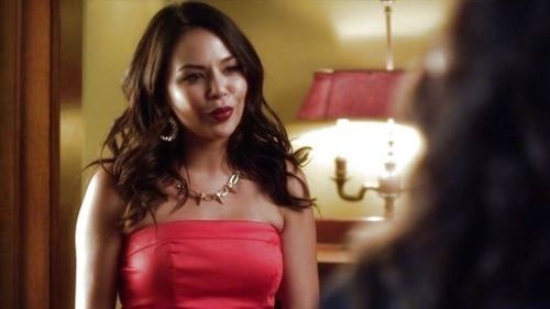 Mona Vanderwaal's Strapless Mini Tulip Dress on Pretty Little Liars