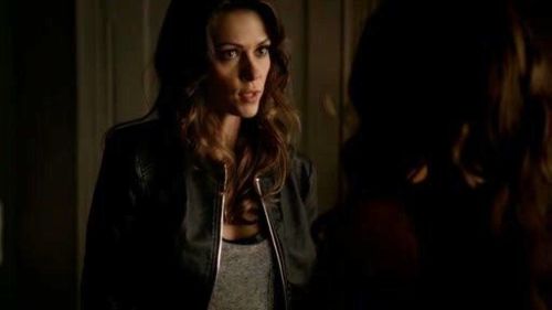 Nadia Petrova's Faux Leather Trim T-Back Tank on The Vampire Diaries