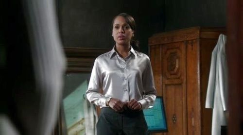 Olivia Pope's Gray Satin Blouse on Scandal