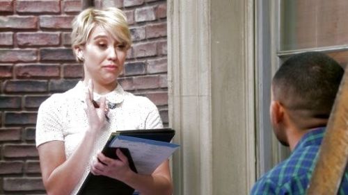 Riley Perrin's Collared eyelet tee on Baby Daddy