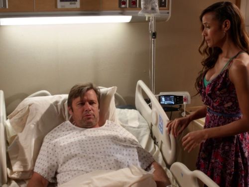 Rosie Falta's Purple Floral Ruffle Dress on Devious Maids