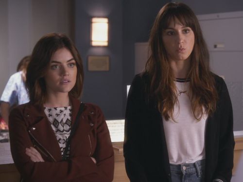Spencer Hastings' Stripe Trim Tee on Pretty Little Liars