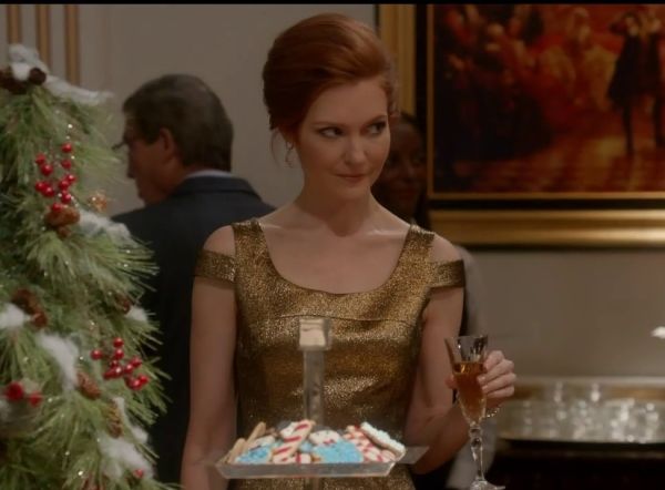 Abby Whelan's Metallic Off-The-Shoulder Sheath Dress, Gold on Scandal