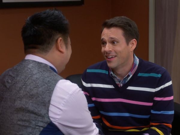 Alan Lowenstein's Rainbow Striped Sweater on Young & Hungry