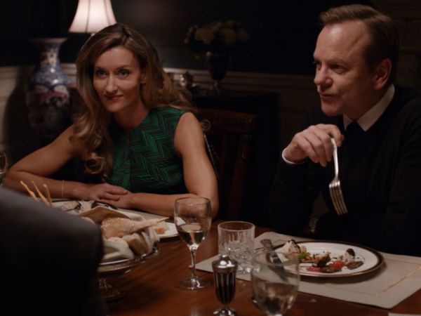 Alex Kirkman's Sleeveless Herringbone Cocktail Dress, Jade on Designated Survivor