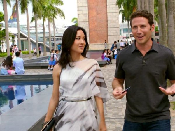 Amy Chang's Asymmetric Printed Chiffon Dress on Royal Pains