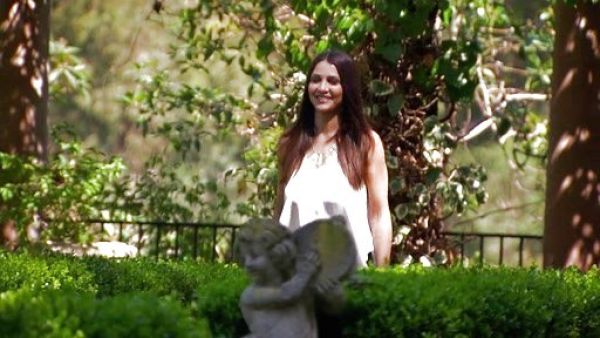 Andi Dorfman's Faux Leather Trim Layered Tank on The Bachelorette 