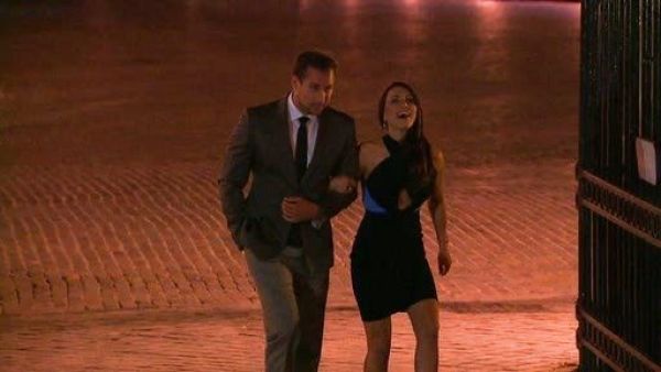 Andi Dorfman's Halter Dress in Black and Blue on The Bachelorette 