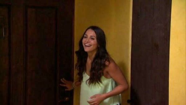 Andi Dorfman's Scalloped Drape Back Tank on The Bachelorette 