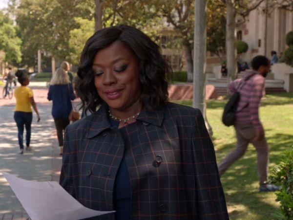 Annalise Keating's Black Check Coat on How To Get Away With Murder
