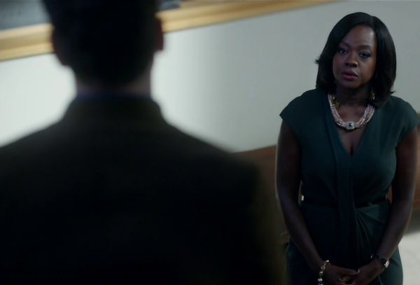 Annalise Keating's Gathered ponte dress on How to Get Away With Murder