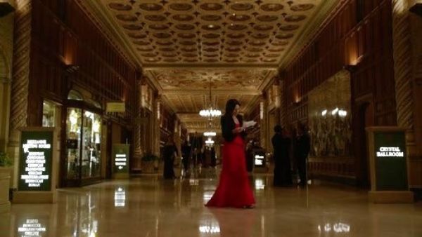 April Carver's Gracie Strapless Peplum Gown on Chasing Life