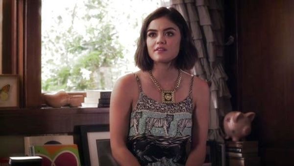Aria Montgomery's Animal Stripe Playsuit on Pretty Little Liars
