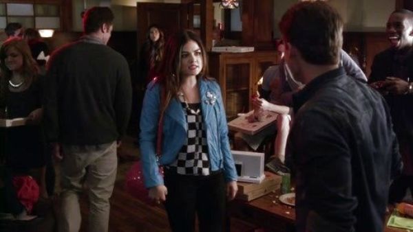 Aria Montgomery's Aria Faux Leather Jacket on Pretty Little Liars