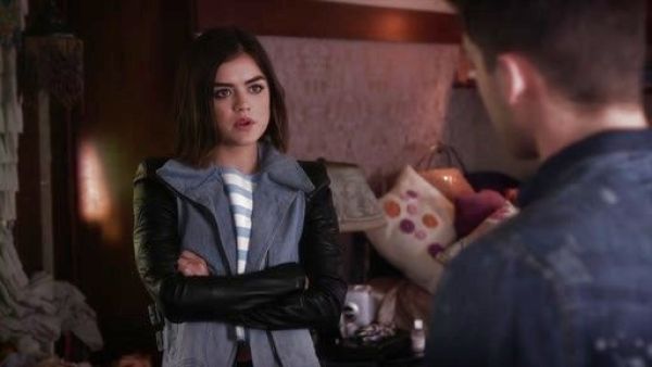 Aria Montgomery's Augie Denim and Leather Jacket on Pretty Little Liars