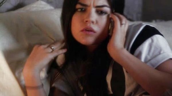 Aria Montgomery's BAD RAB Black Ringer Tee on Pretty Little Liars