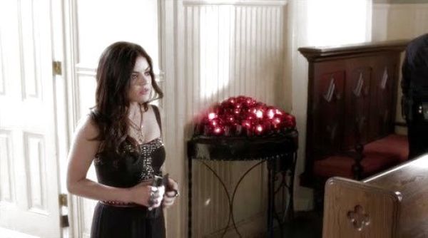 Aria Montgomery's Beaded Strapless Dress on Pretty Little Liars