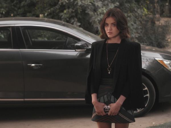 Aria Montgomery's Chevron A-Line Skirt on Pretty Little Liars