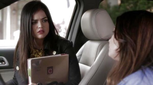 Aria Montgomery's Leopard Print Silk Blouse in Turmeric Yellow on Pretty Little Liars