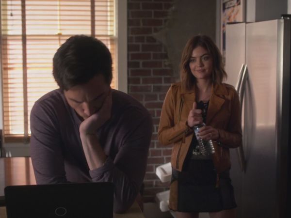 Aria Montgomery's Patchwork Suede Skirt on Pretty Little Liars