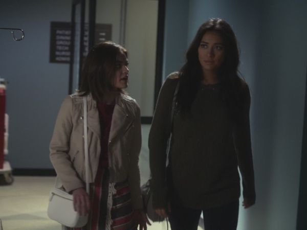 Aria Montgomery's Pink Leather and Stripe Fringe Skirt on Pretty Little Liars