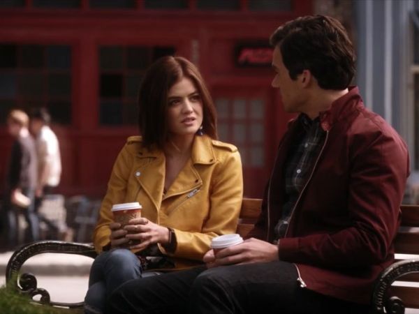 Aria Montgomery's Yellow Leather Jacket on Pretty Little Liars