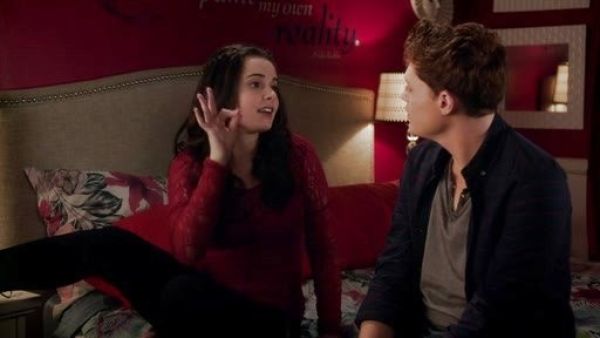 Bay Kennish's Sweet Thang Long-Sleeve Cross-Back Lace-Paneled Top on Switched At Birth