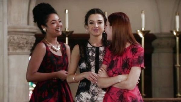 Beth Kingston's Jacquard full skirted dress on Chasing Life