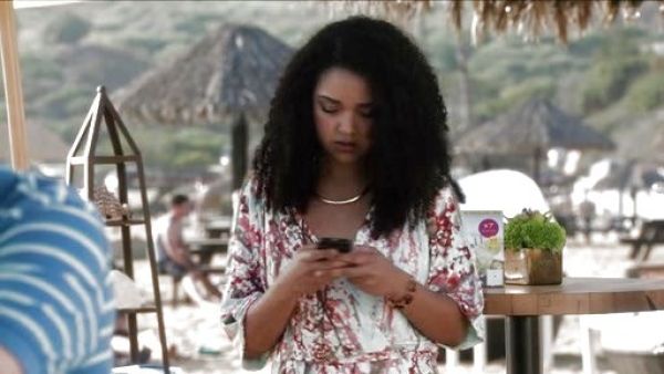 Beth Kingston's Long Sleeve Printed V-Neck Wrap Dress, Cherry Blossom on Chasing Life