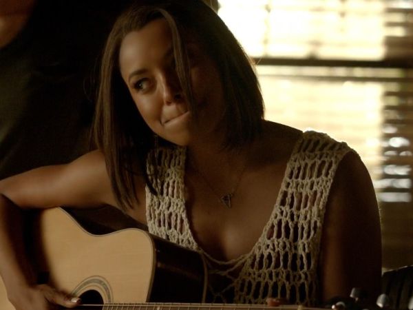 Bonnie Bennett's Amber Sterling Silver Triangle Necklace on The Vampire Diaries