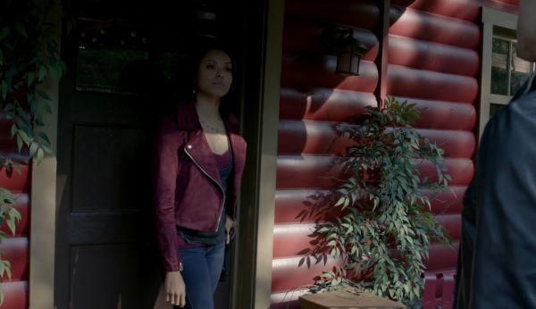Bonnie Bennett's Vegan Suede Biker Jacket on The Vampire Diaries