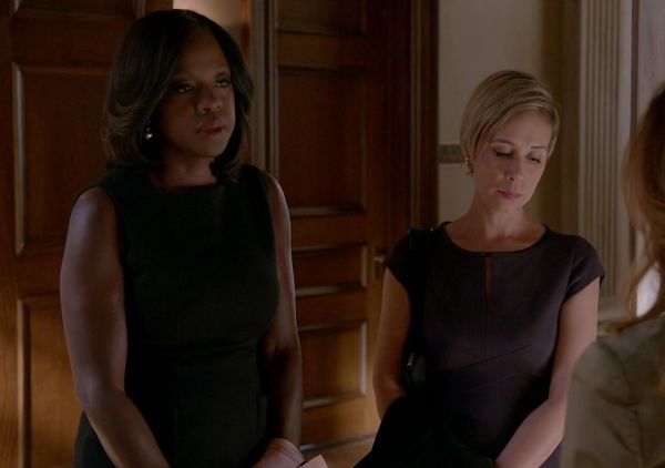 Bonnie Winterbottom's Leather Trim Cap Sleeve Ponte Sheath Dress on How to Get Away With Murder