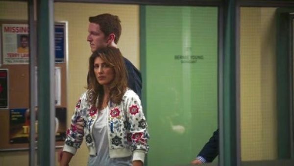 Calista Raines's embroidered beaded bomber jacket on Mistresses