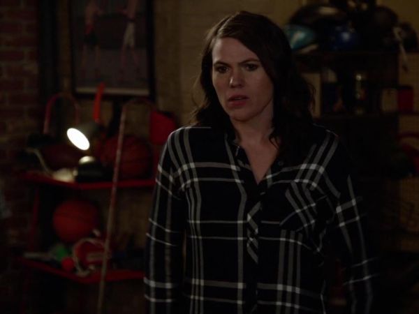 Camilla's Hunter Plaid Shirt in Cadet and White on New Girl