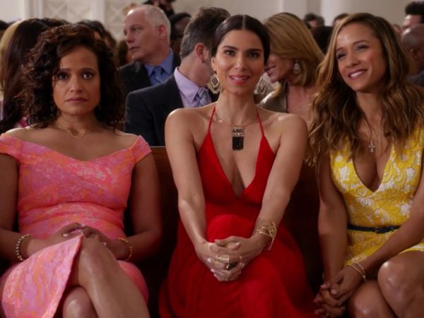 Carmen Luna's Red Pleated Halter Dress on Devious Maids