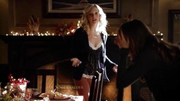 Caroline Forbes's Denim & Supply Lace-Trim Bandana-Print Camisole on The Vampire Diaries